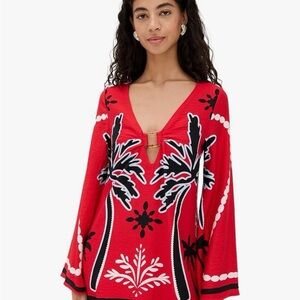 Red Palm Print Mini Dress
